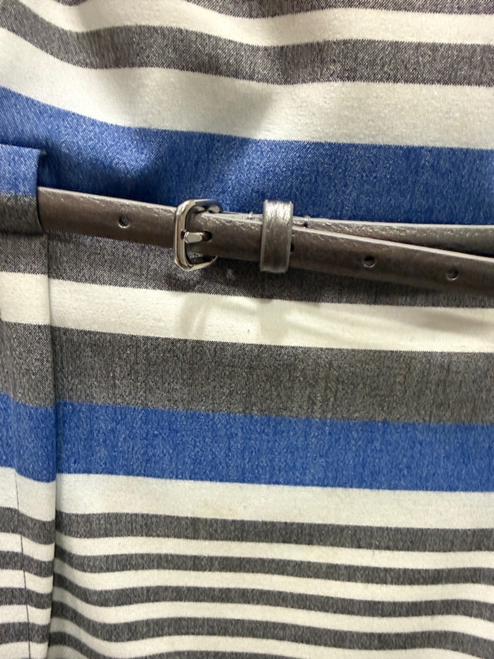 Calvin Klein Blue, Gray and White Striped Midi Sheath Dress - Picture 3 of 4